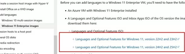 Windows11 download languages and-optional features ISO image