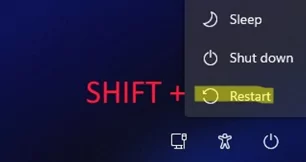 Press Shift with Restart on the sign in screen to boot into winre