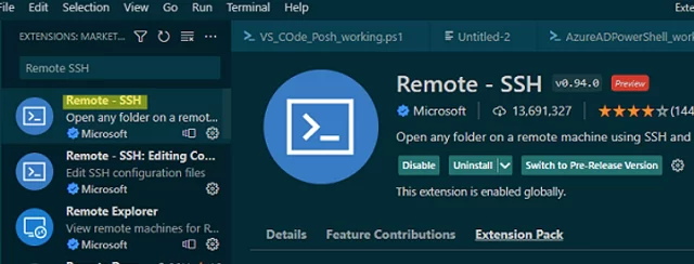 vs code install remote ssh extension