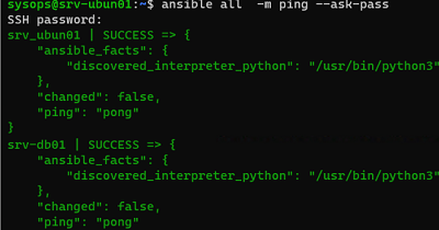 ansible ping hosts