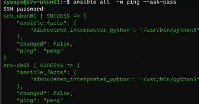 ansible ping hosts