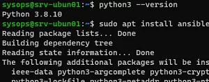 Install ansible and python on linux