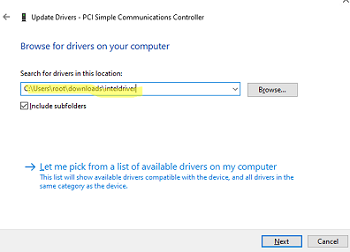 Install driver manually in Windows