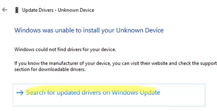 Search for updated drivers on Windows Update