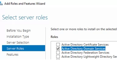 Install ADDS role on Windows Server