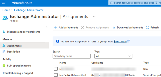 Assig Exchange admin permissions for Azure Entra ID app