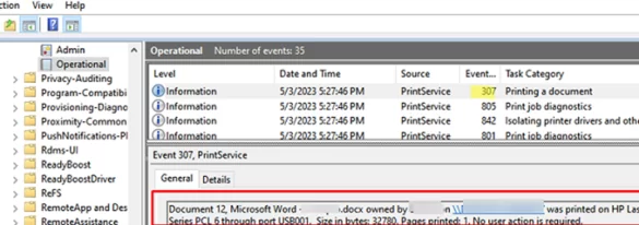 Audit printing events in Windows Event Viewer