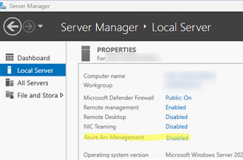 Azure Arc-Verwaltung im Windows Server Manager 