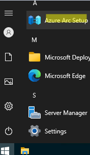 Azure Arc-Setup-Element im Windows Server-Startmenü