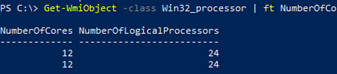 Get total number of cores on Windows with PowerShell