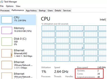 How to find number of CPU cores on Windows
