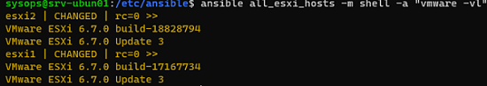 Run command on multiple ESXi hosts with Ansible