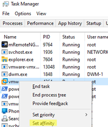 Set process CPU affinity