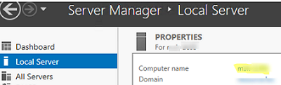 WIndows Server Manager - change name