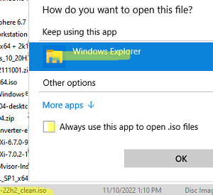 Always open ISO files with Windows Explorer