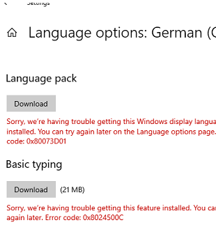 language pack not downloading on Windows