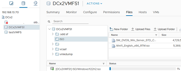 Upload ISO file to VMware datastore