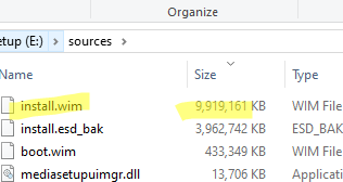replace the original install.wim file with a custom wim image