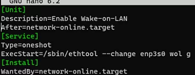 systemd service to enable Wake on LAN 