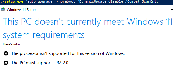 Can't upgrade from Windows 10 to Windows 11: PC doesn’t meet ystem requirements