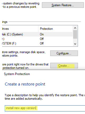 Create Restore Point on Windows