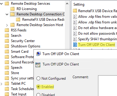 Group Policy: Turn off UDP on Client 