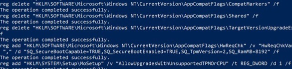 reg add entries to bypass windows 11 hw checks