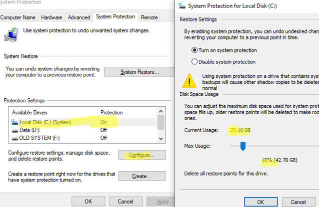 Turn on system protection on Windows 10 and 11