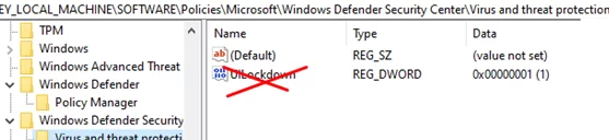 UILockdown: Windows Virus and Threat protection Disabled by IT