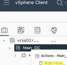VMware vCenter -> Add host