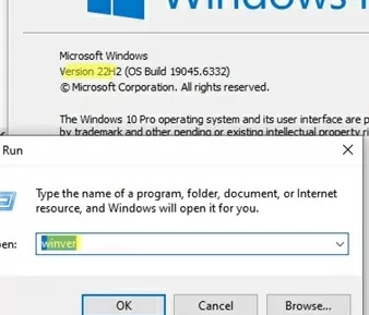winver cmd - check Windows build