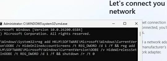 HideOnlineAccountScreens and HideWirelessSetupInOOBE options