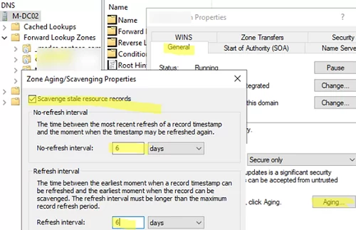 Enable DNS Aging on Windows Server