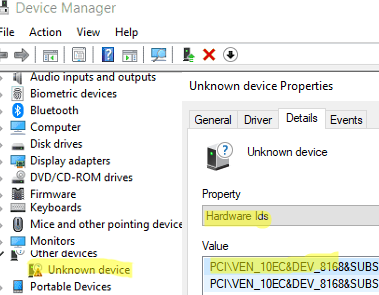 Find device drivers using a Hardware ID
