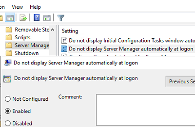 GPO: Do not display Server Manager automatically at logon 