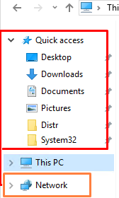 hide quick access in file explorer