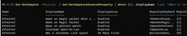 PowerShell check if WOL is enabled