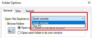 Set File Explorer to open to This PC instead of Quick Access