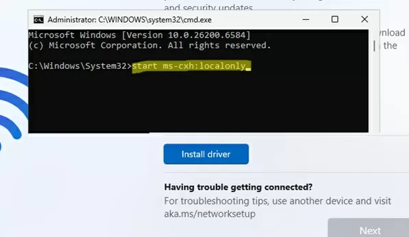 skip msa account creation on windows 11 oobe with start ms-cxh:localonly 