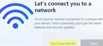 skip windows 11 let's connect to a network