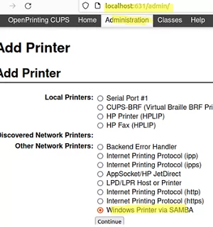 Add Windows Printer via SAMBA