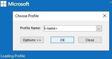 Set Outlook to not prompt for a profile 