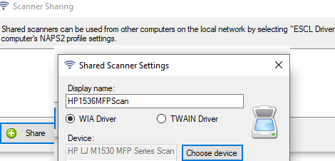 Share a scanner on Windows computer over LAN