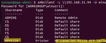 smbclient - list available SMB shares and printer on remote Windows computer