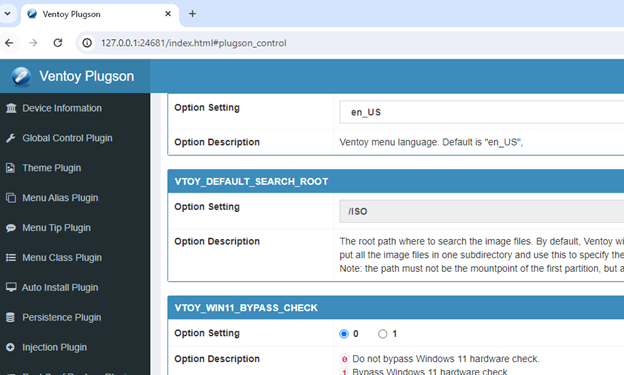 VentoyPlugson.exe global control plugin GUI