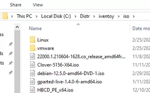 copy ISO images to iVentoy PXE server local folder