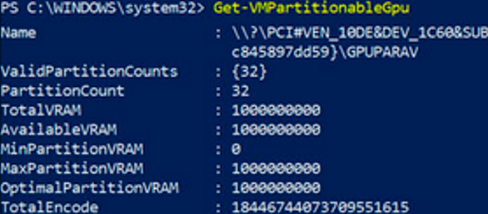 Get-VMHostPartitionableGpu - list GPUs available for partitioning in the Hyper-V host