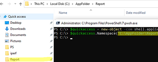 pin folder to quick access гыштп powershell