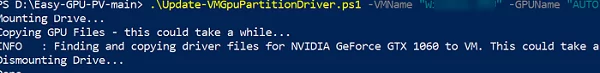 Update-VMGpuPartitionDriver.ps1 - copy video driver from host to VM