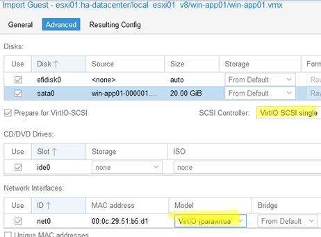 Add VirtIO SCSI controller and paravirtualized network interface